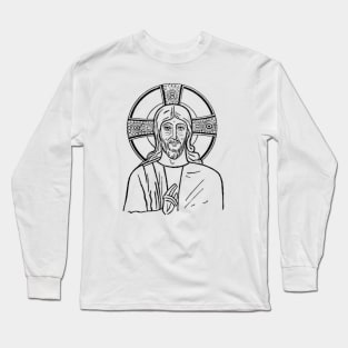 Jesus Christ Christian Drawing Long Sleeve T-Shirt